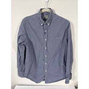 J Crew Shirt M Blue Small Check Long Sleeve Button‎ Down Cotton Pocket Casual V1